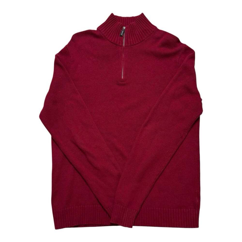 J.Crew Men’s Large Tall Cotton Cashmere Quarter Zip Sweater Red
